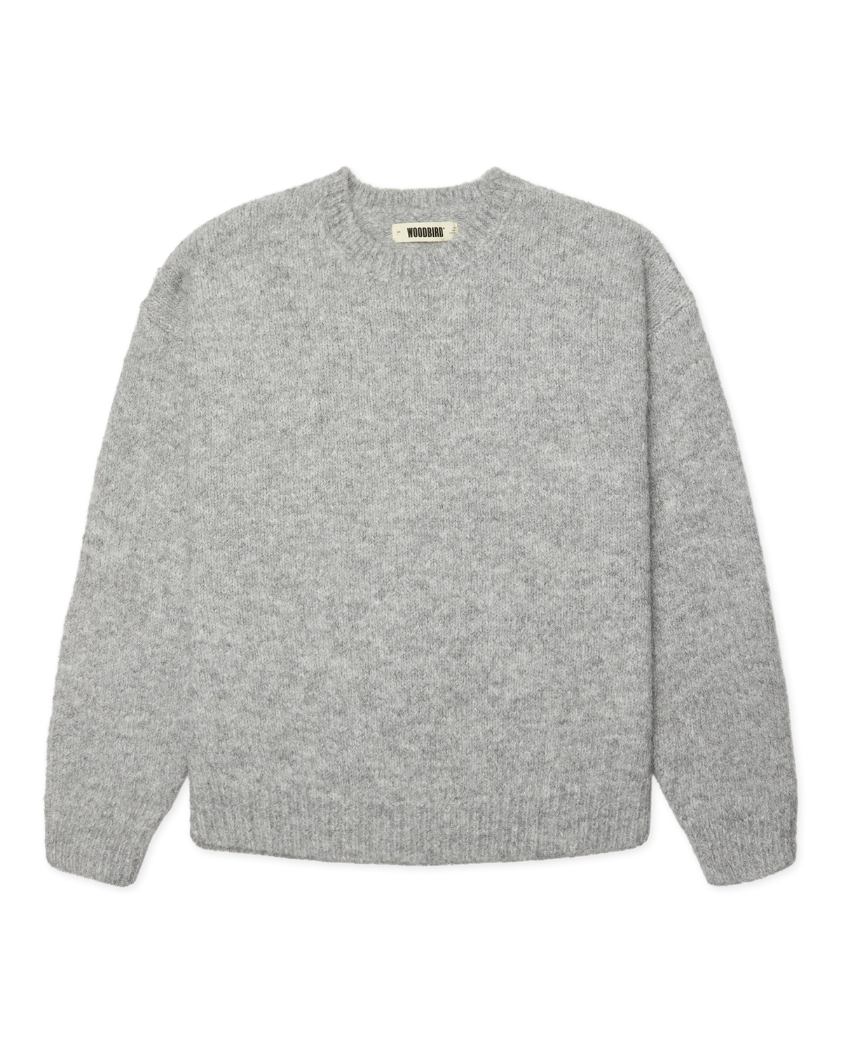 Woodbird WBKurt Mohairy Crew Dark Grey Melange