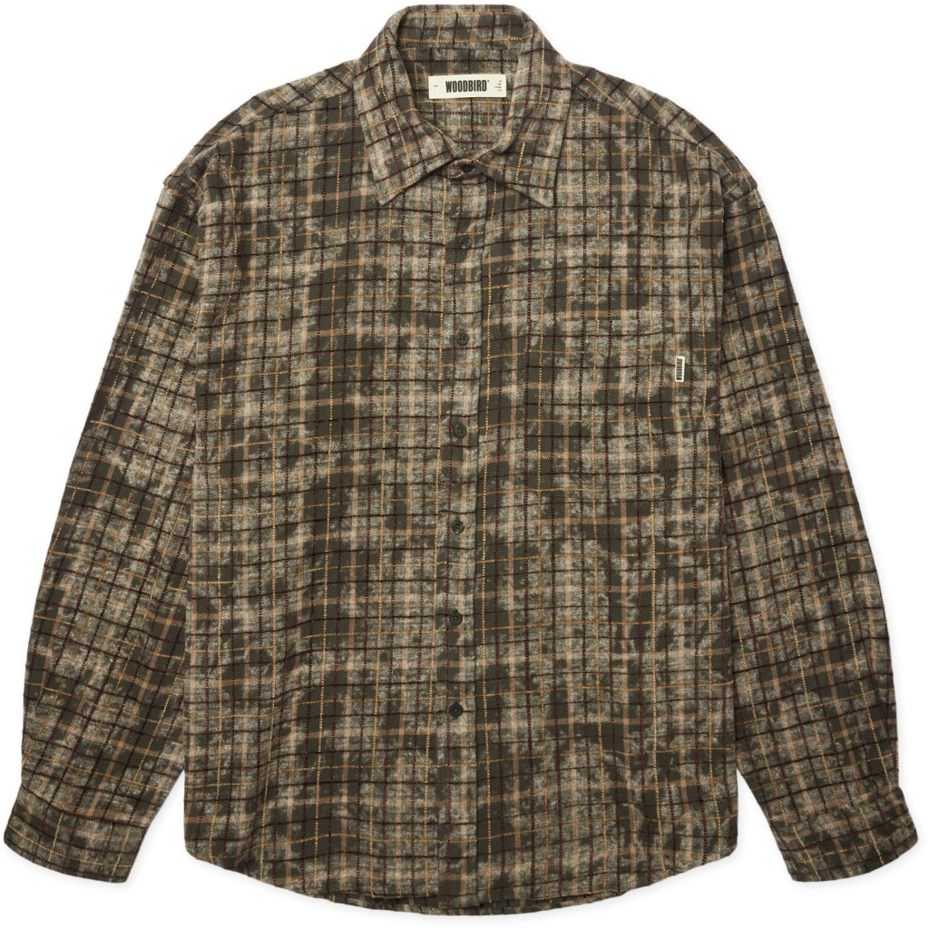 WOODBIRD Jong Wash Check Shirt - Honey-Dark Olive