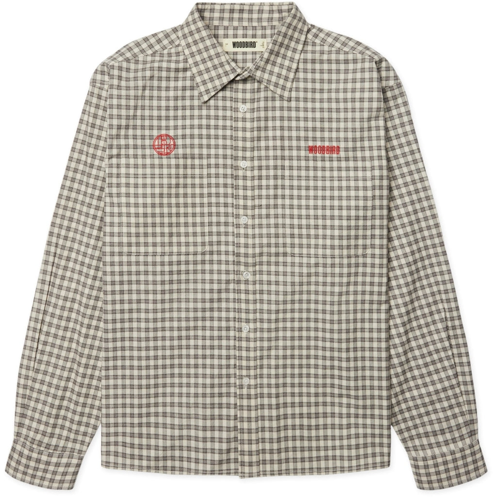 WOODBIRD Buzo EMB Check Shirt - Off White