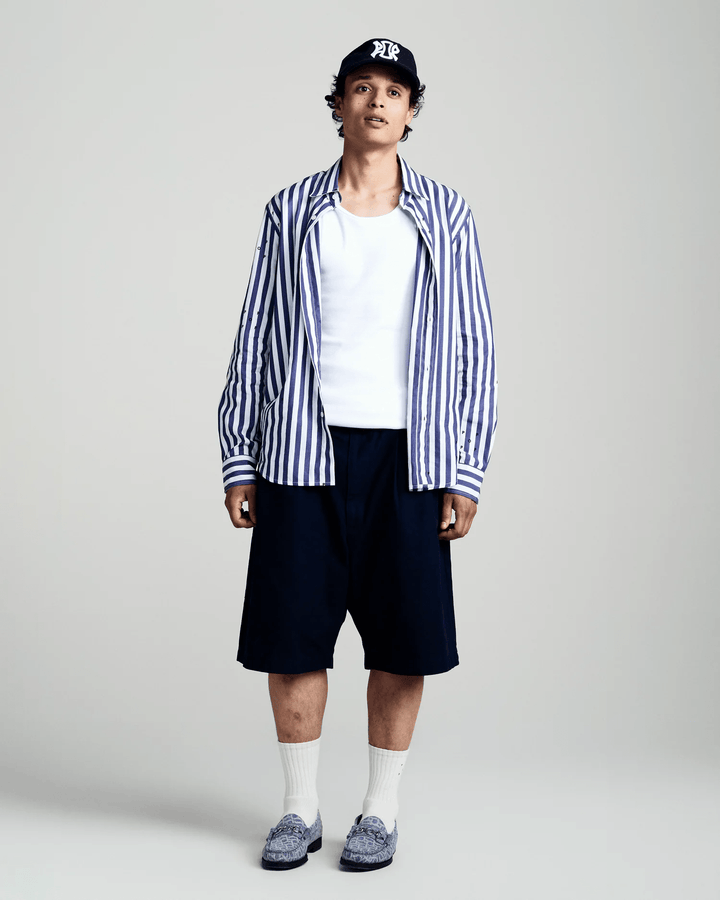 POP Trading Company Logos Stripe Shirt Navy/White