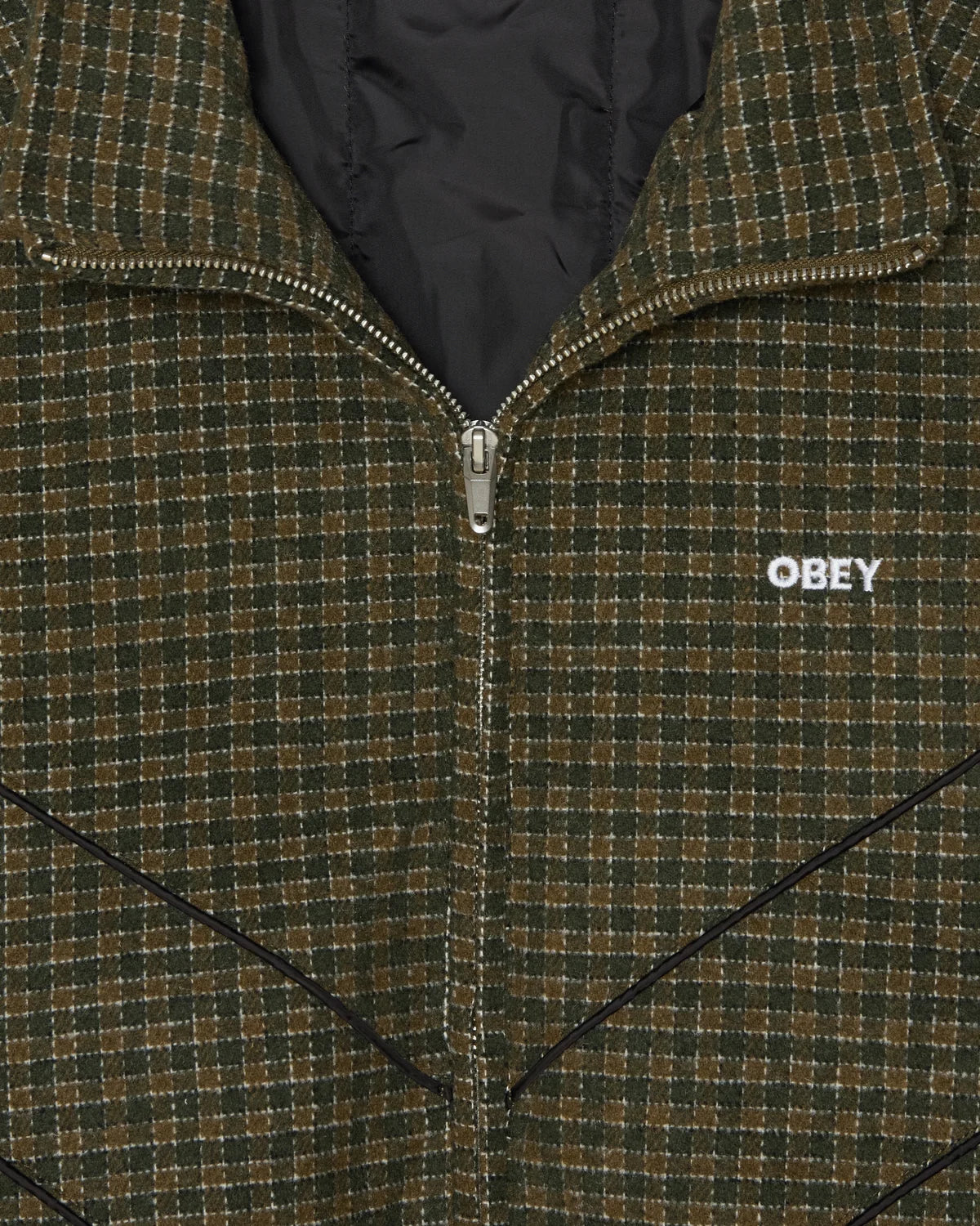 OBEY Leisure Training Jacket Dark Olive Plaid