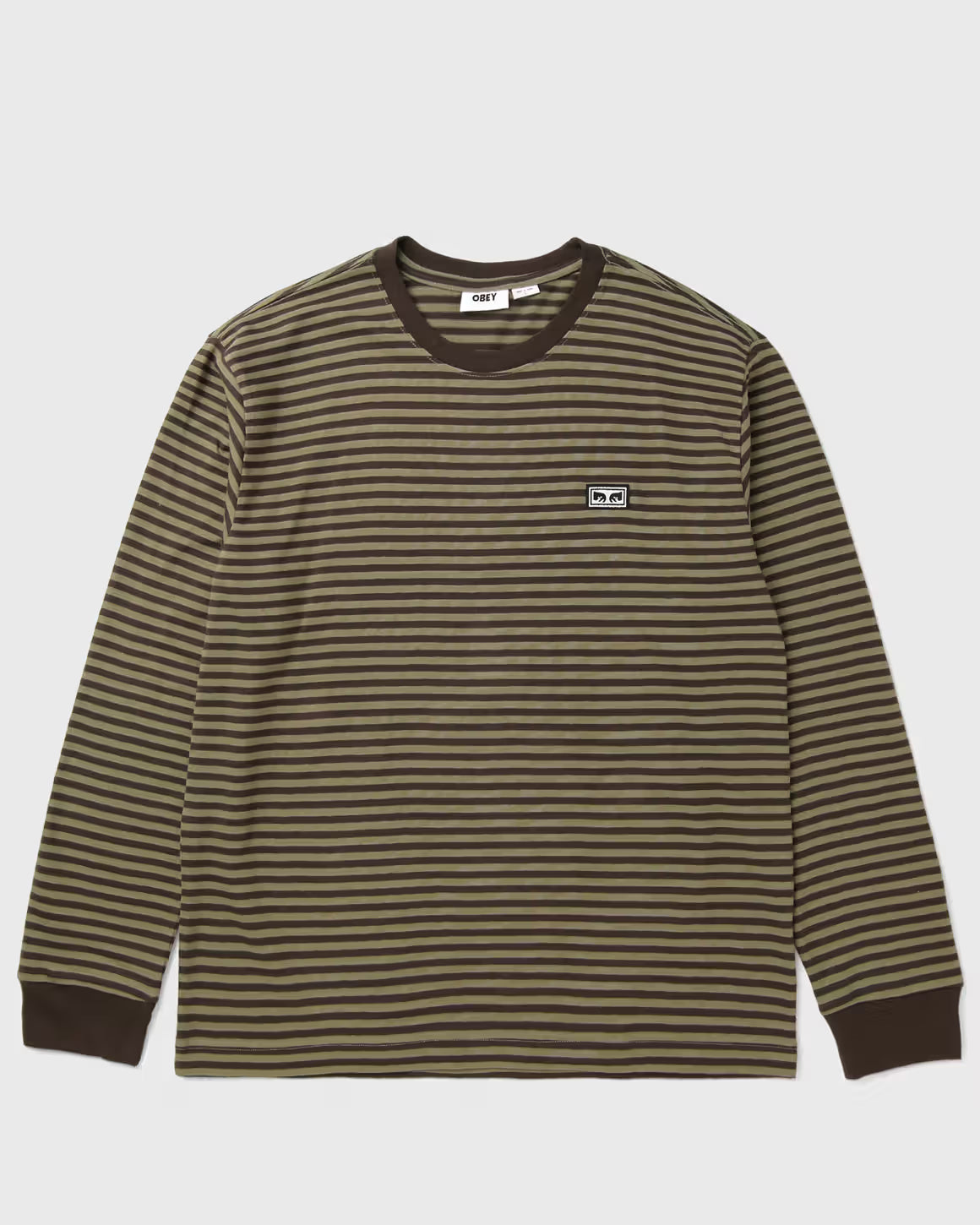OBEY Established Works Eyes Stripe LS Black Olive Multi