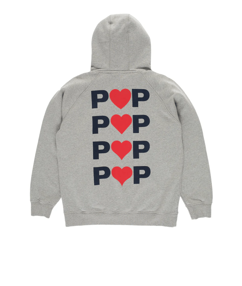 POP Trading Company Hearts Hooded Sweat Heather Grey
