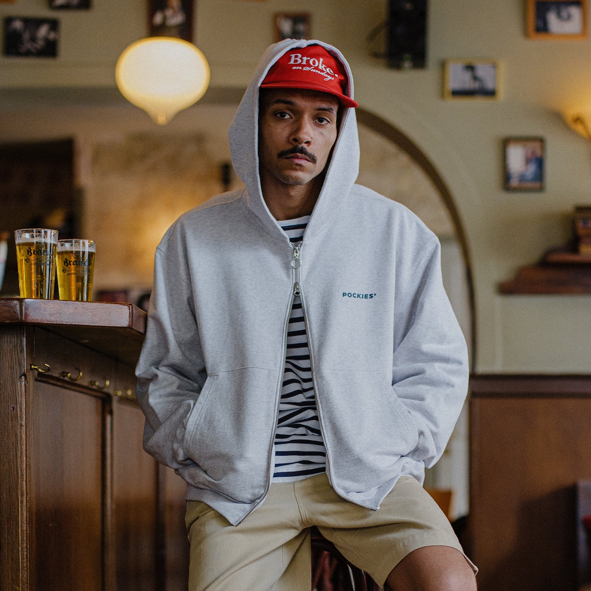 POCKIES C.C. Zip Hoodie Grey Melange