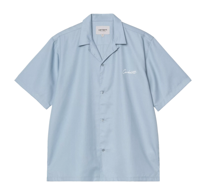 CARHARTT WIP  S/S Delray Shirt Frosted Blue/White