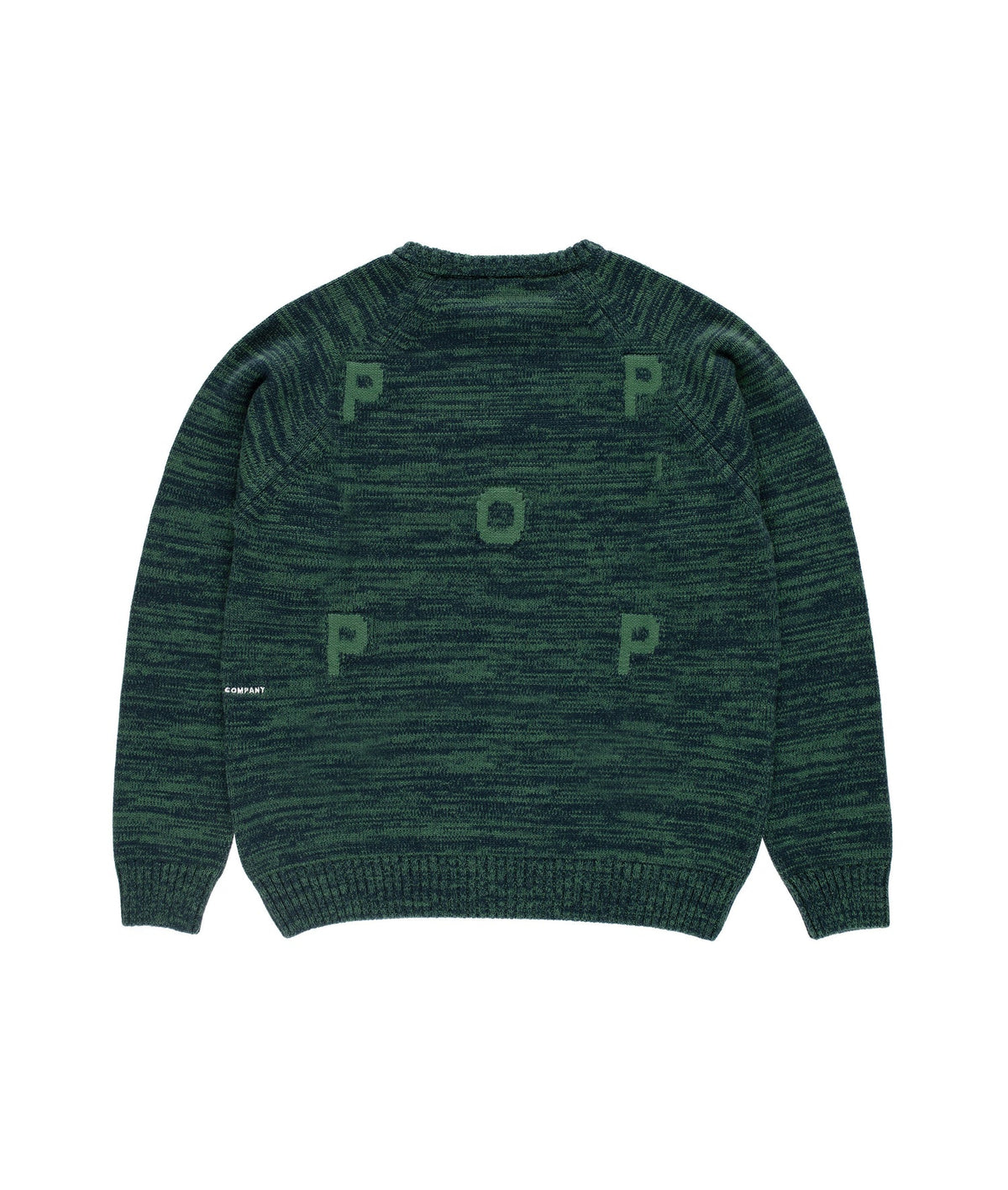 POP TRADING COMPANY Knitted Melange Logo Crewneck Navy/Juniper