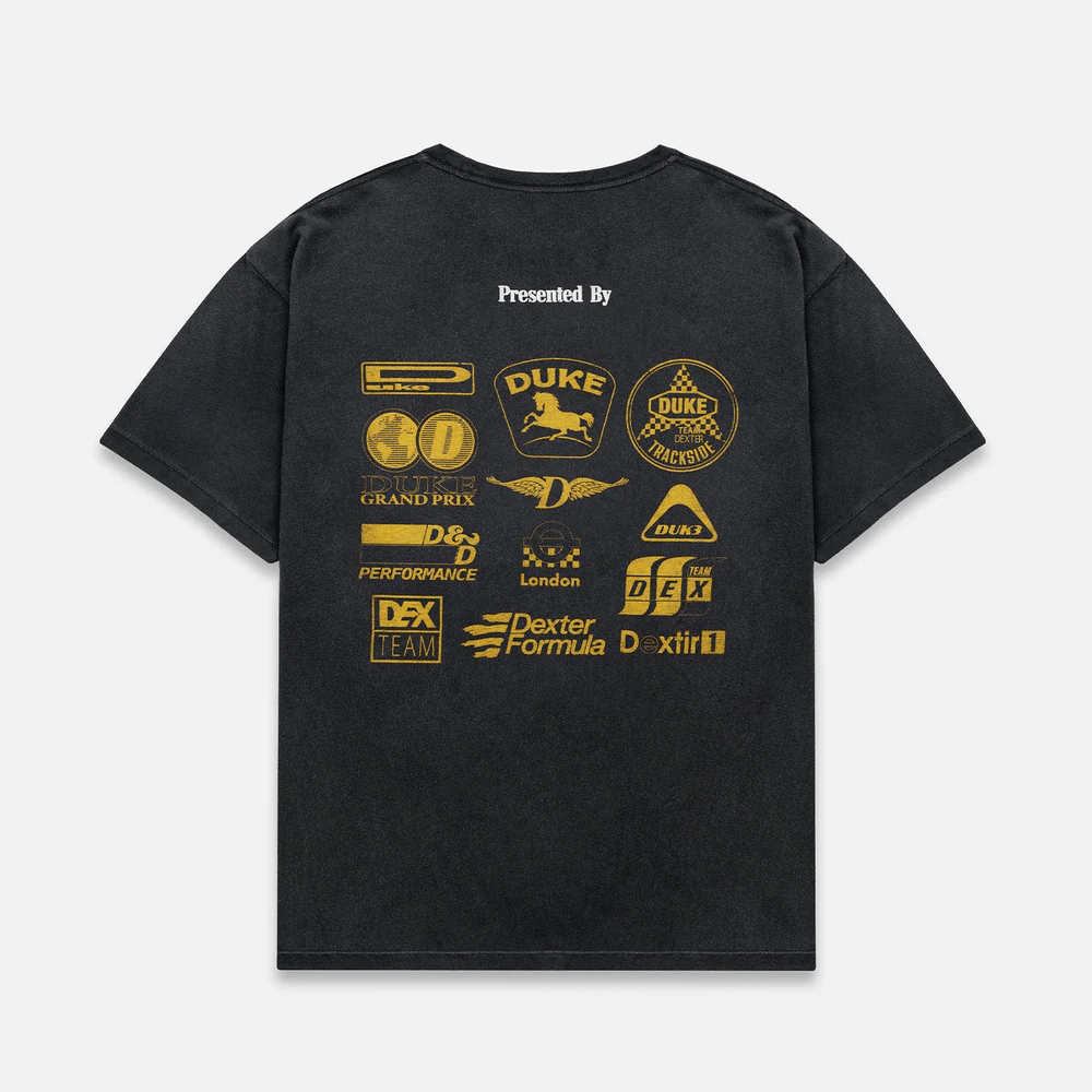 DUKE + DEXTER DR Sponsors Washed Black x Yellow T-shirt