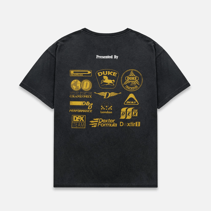 DUKE + DEXTER DR Sponsors Washed Black x Yellow T-shirt