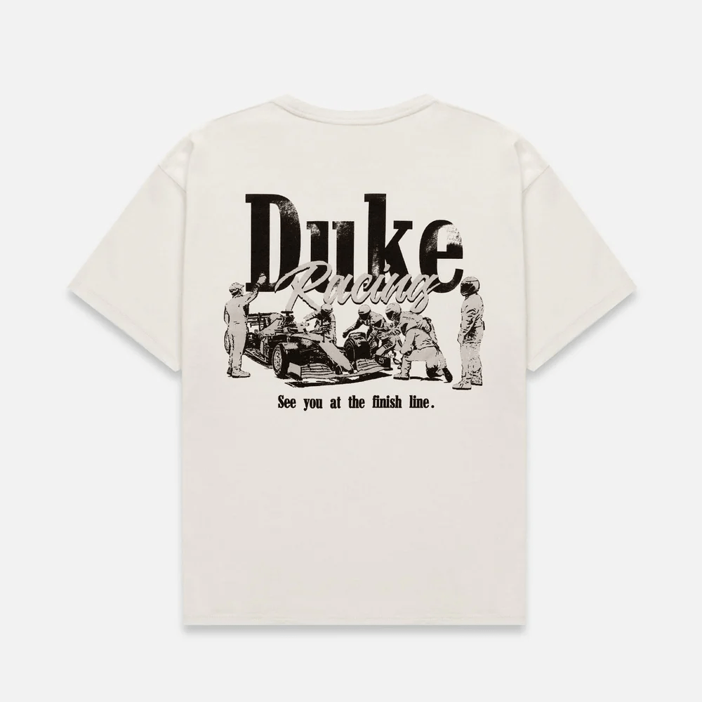 DUKE + DEXTER DR Grey Pit Stop Vintage White T-shirt
