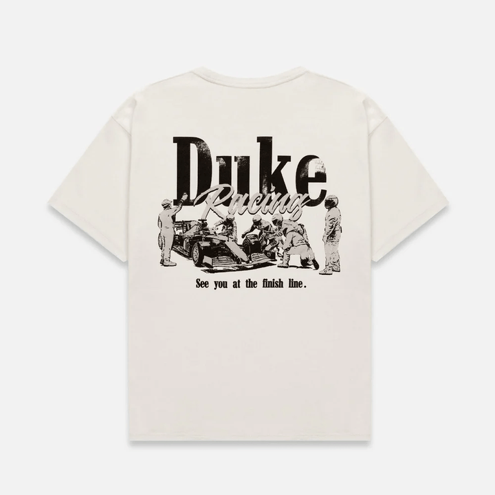 DUKE + DEXTER DR Grey Pit Stop Vintage White T-shirt