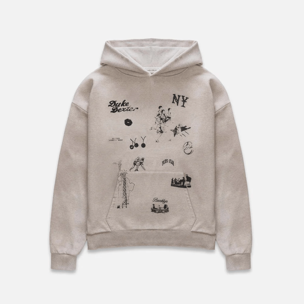 DUKE + DEXTER NY Sketch Oat Marl Hoodie