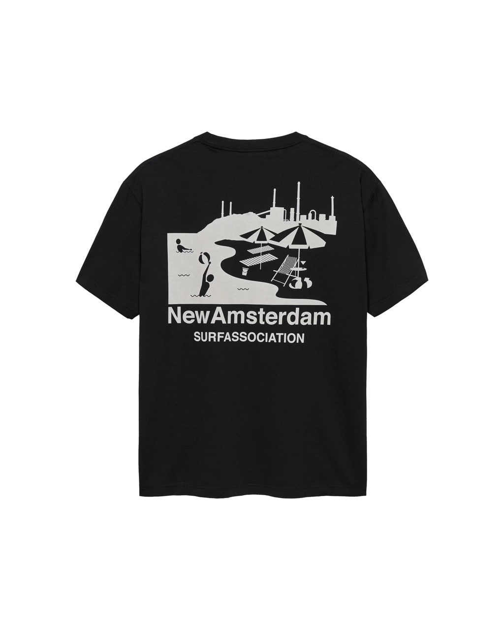 NEW AMSTERDAM SURF ASSOCIATION Beach Sign Tee Black