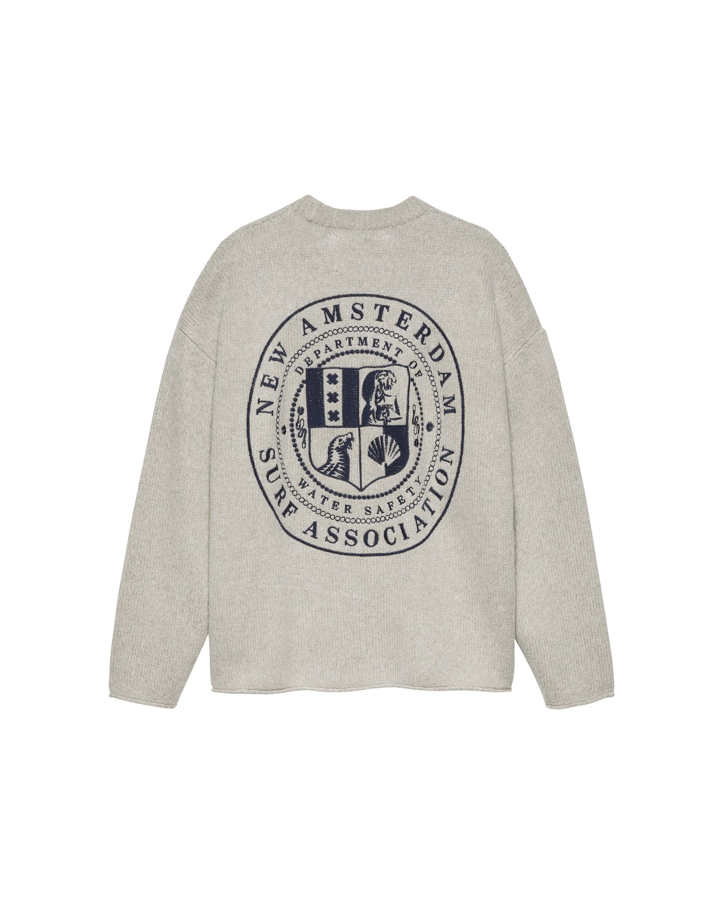 NEW AMSTERDAM SURF ASSOCIATION Knitted Stamp Crewneck Grey Melange