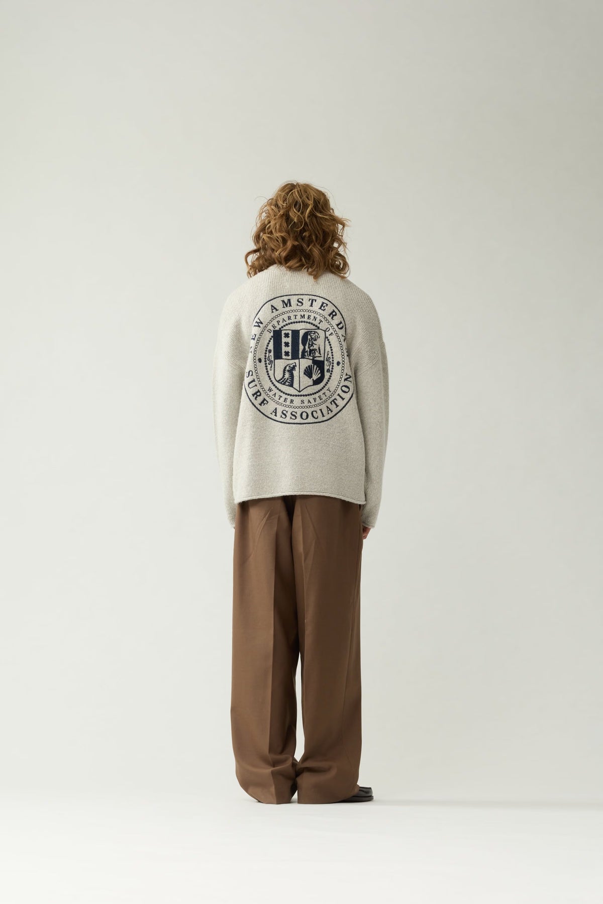 NEW AMSTERDAM SURF ASSOCIATION Knitted Stamp Crewneck Grey Melange