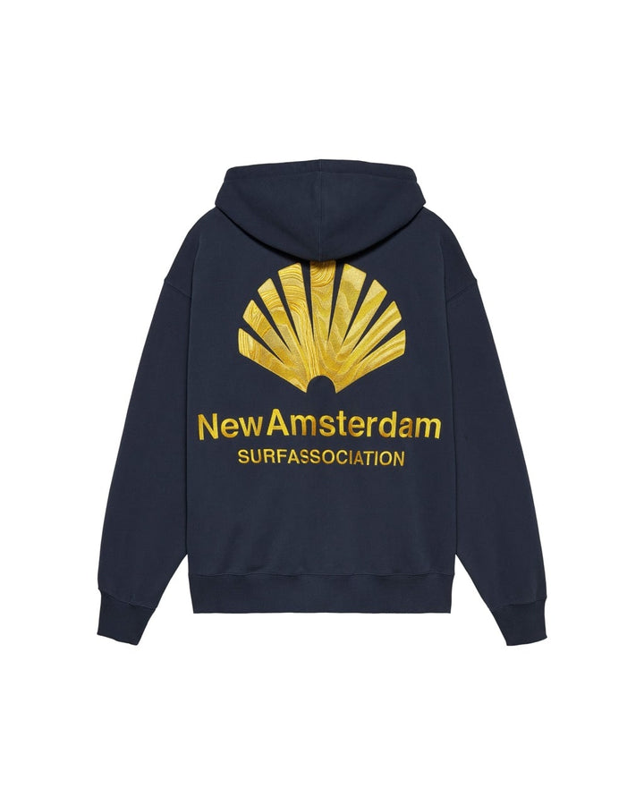 NEW AMSTERDAM SURF ASSOCIATION Logo Hoodie Navy Blazer/Sun Yellow
