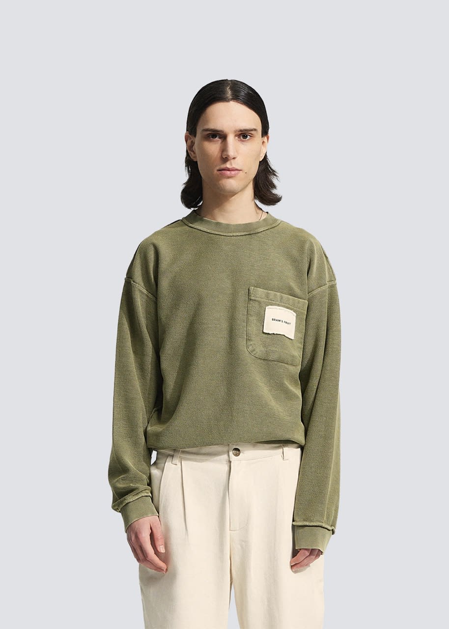 BRAMS FRUIT Chest Pocket Crewneck Olive Green