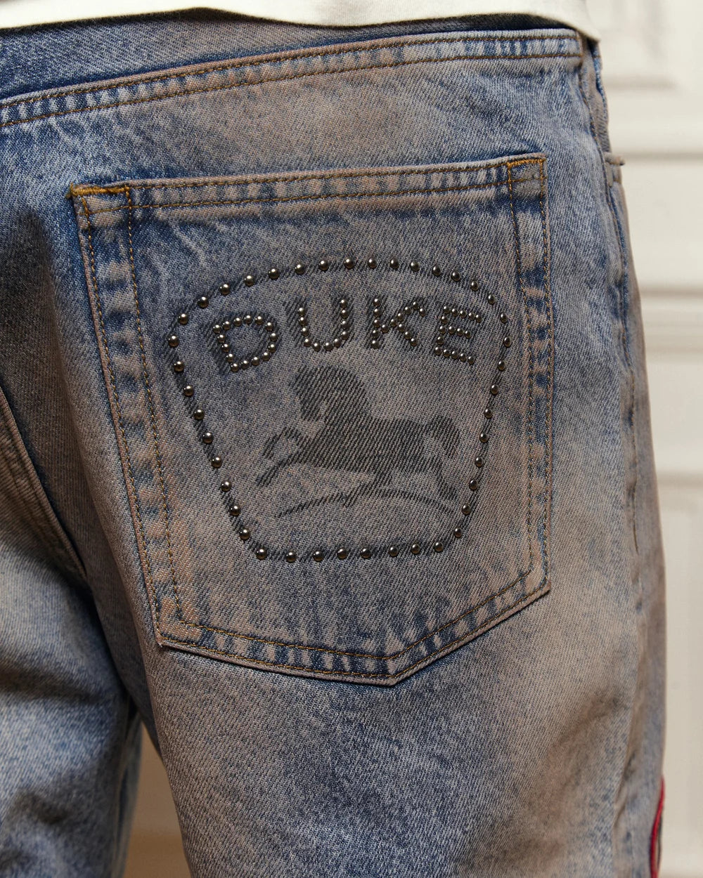 DUKE + DEXTER DR4 Trackside Washed Denim Blue Jeans