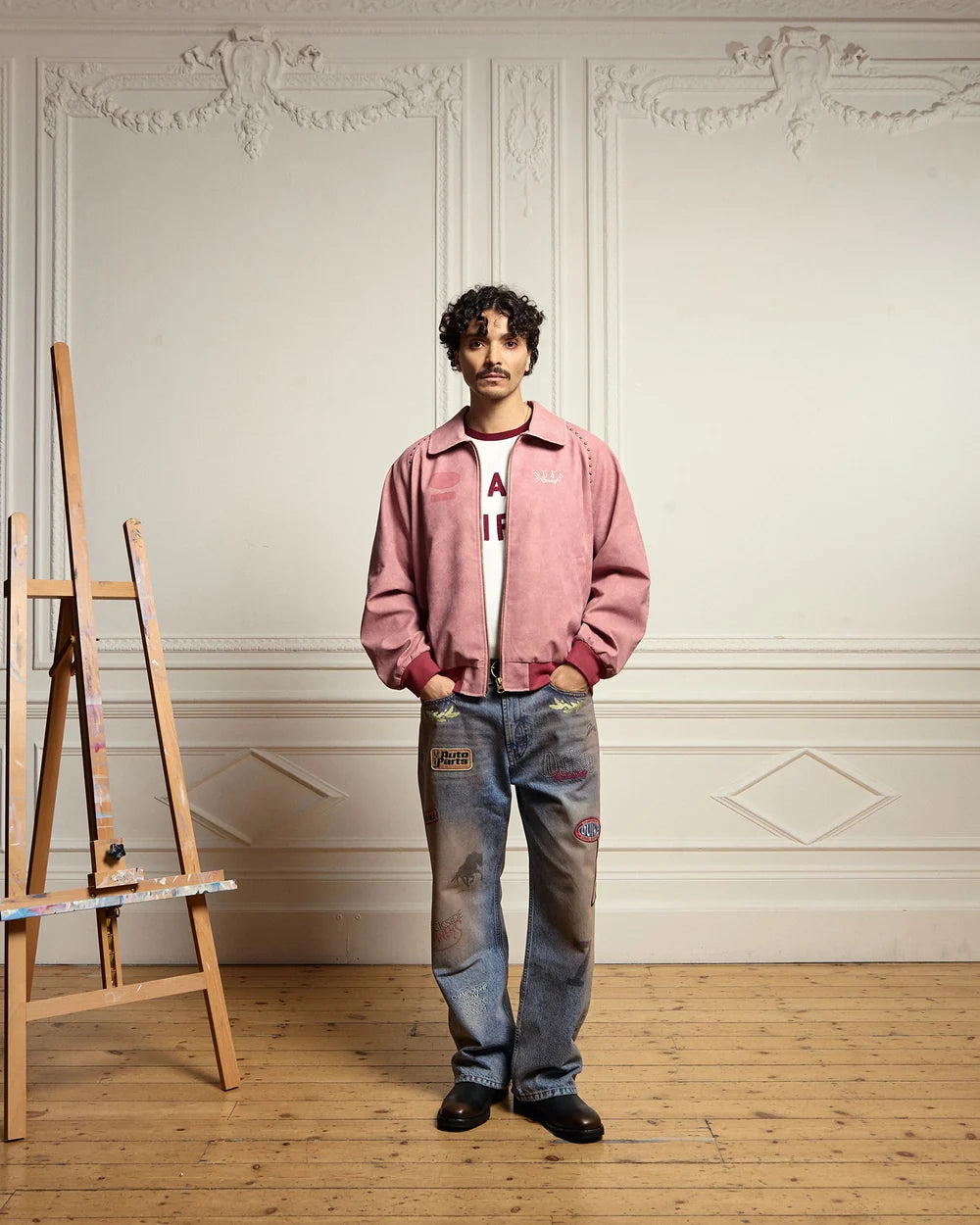 DUKE + DEXTER DR4 Sun Faded Rose Bomber Jacket