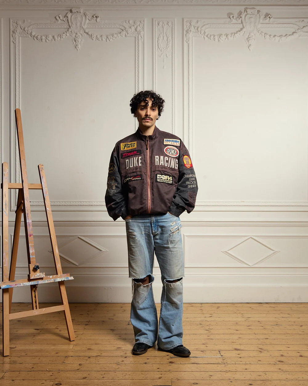 DUKE + DEXTER DR4 Trackside Vintage Mauve Bomber Jacket
