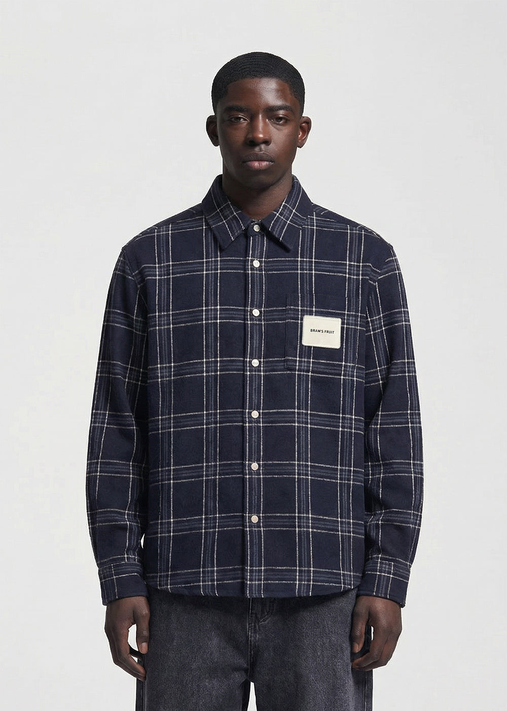 BRAMS FRUIT Flanel Overshirt Navy
