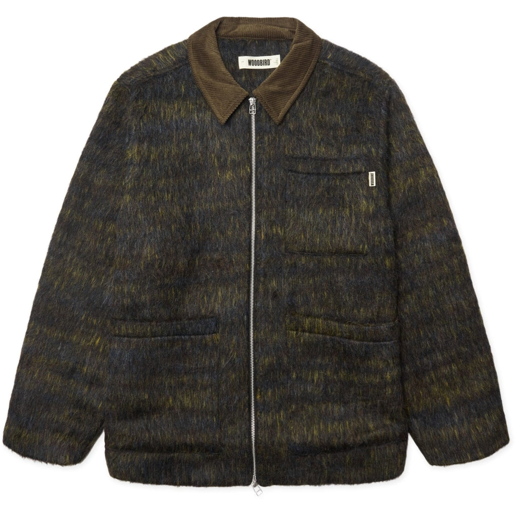 WOODBIRD Blade Hairy Zip Jacket Dark Olive