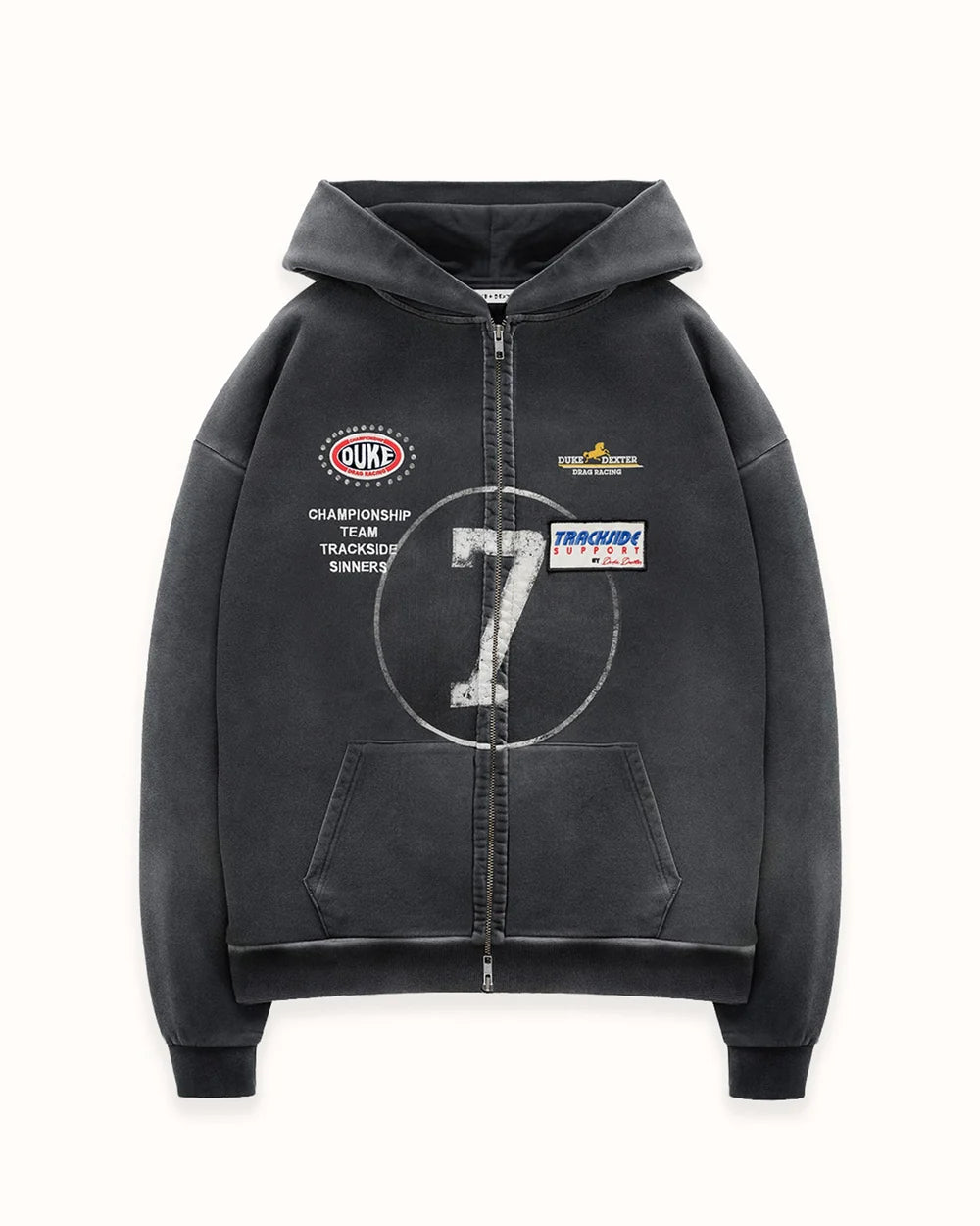DUKE + DEXTER DR4 Eat Dirt Washed Black Zip Hoodie