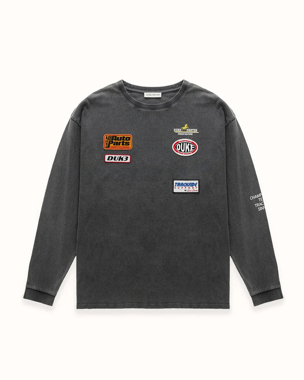 DUKE + DEXTER DR4 Washed Black Track Long Sleeve Top