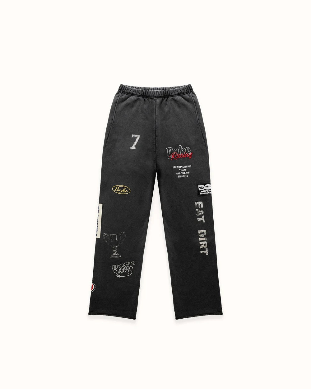DUKE + DEXTER DR4 Embroidered Washed Black Sweat Pant