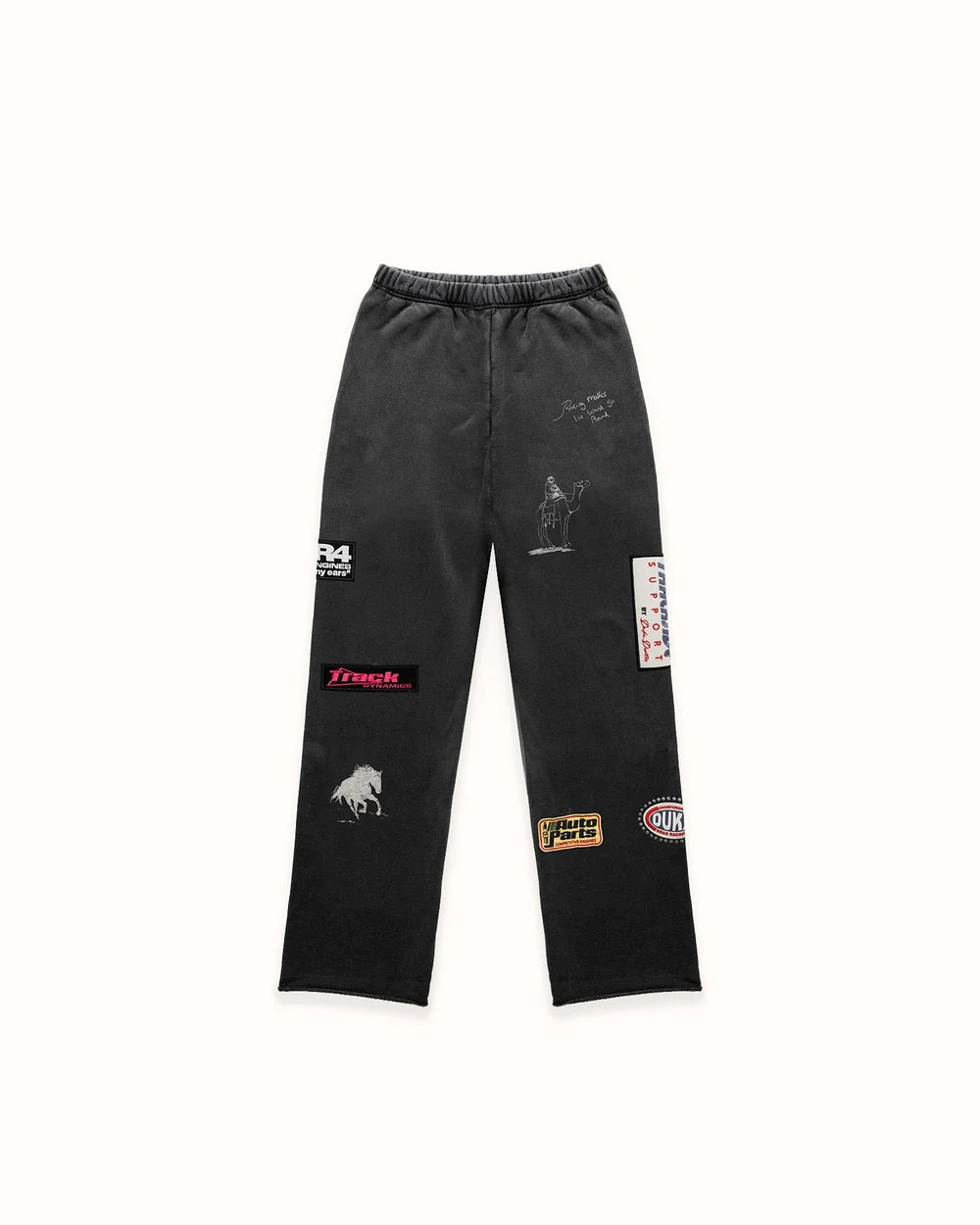 DUKE + DEXTER DR4 Embroidered Washed Black Sweat Pant