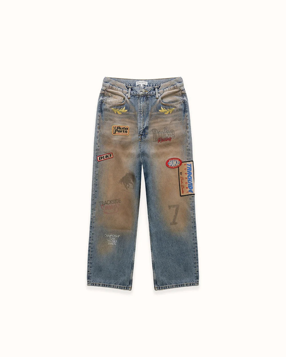 DUKE + DEXTER DR4 Trackside Washed Denim Blue Jeans