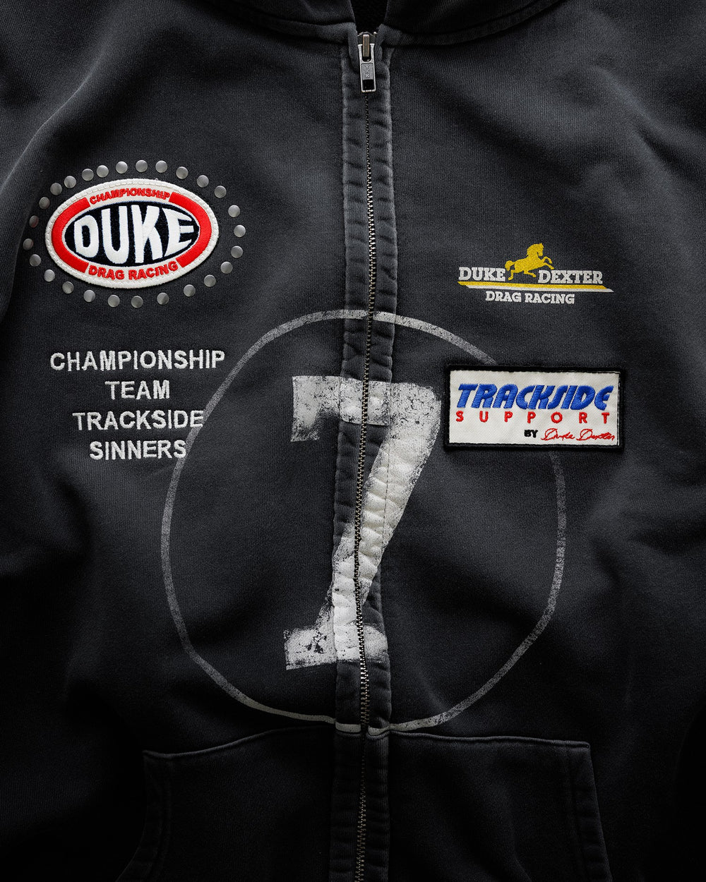 DUKE + DEXTER DR4 Eat Dirt Washed Black Zip Hoodie