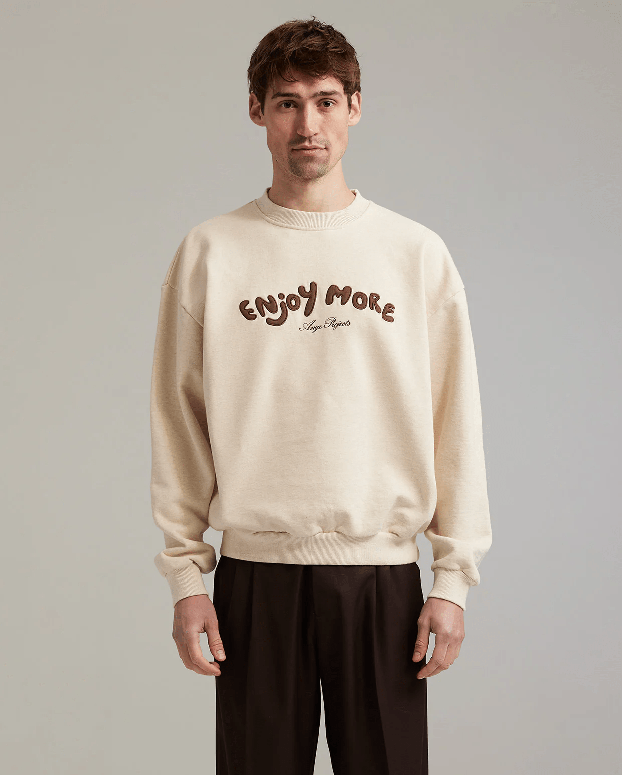 ANGE PROJECTS Enjoy More Crewneck Oatmeal Melange
