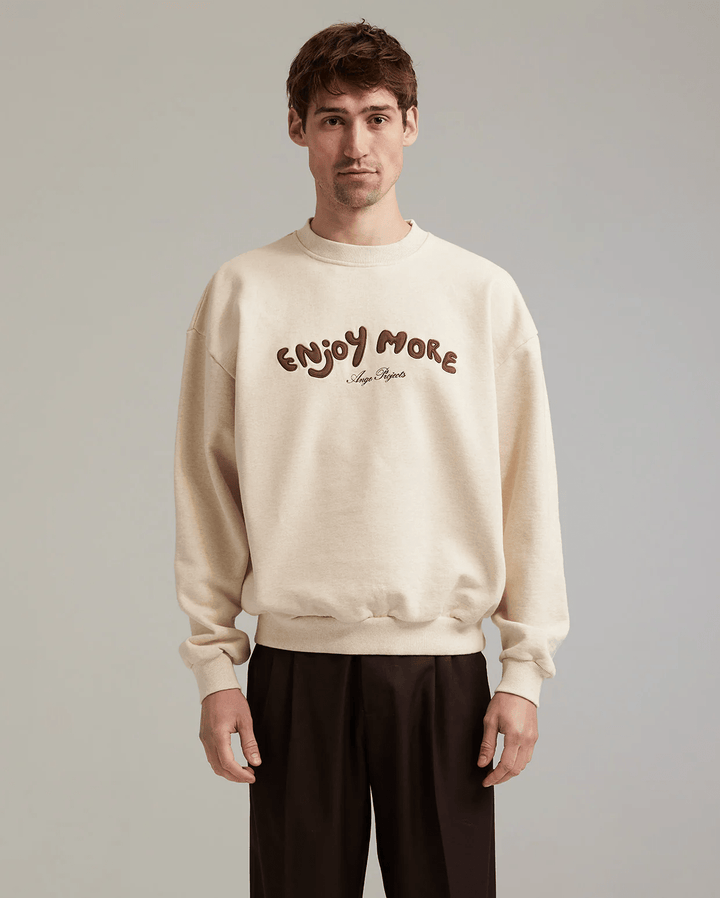 ANGE PROJECTS Enjoy More Crewneck Oatmeal Melange