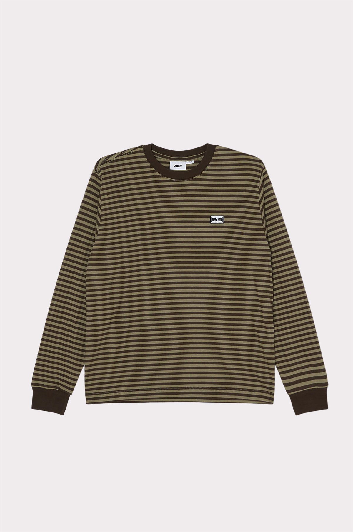 OBEY Established Works Eyes Stripe LS Black Olive Multi