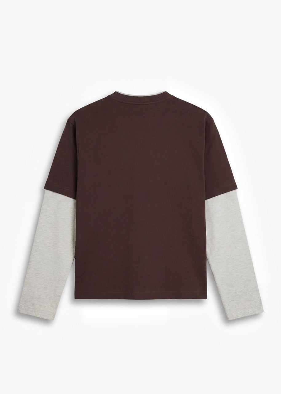BRAM'S FRUIT Double Layer T-shirt Brown