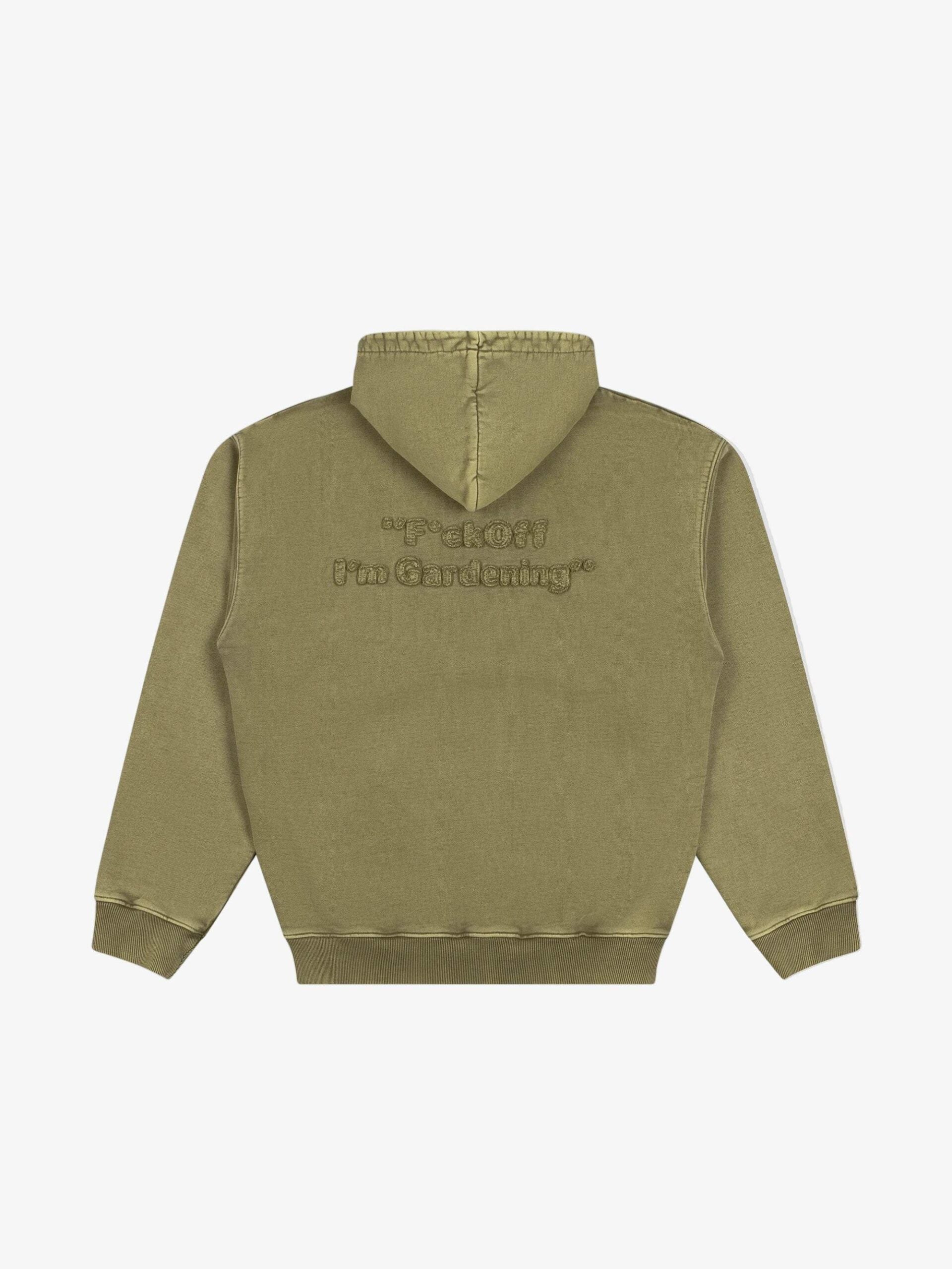 BRAM'S FRUIT Cut & Sew F*ck Off Hoodie Washed Olive