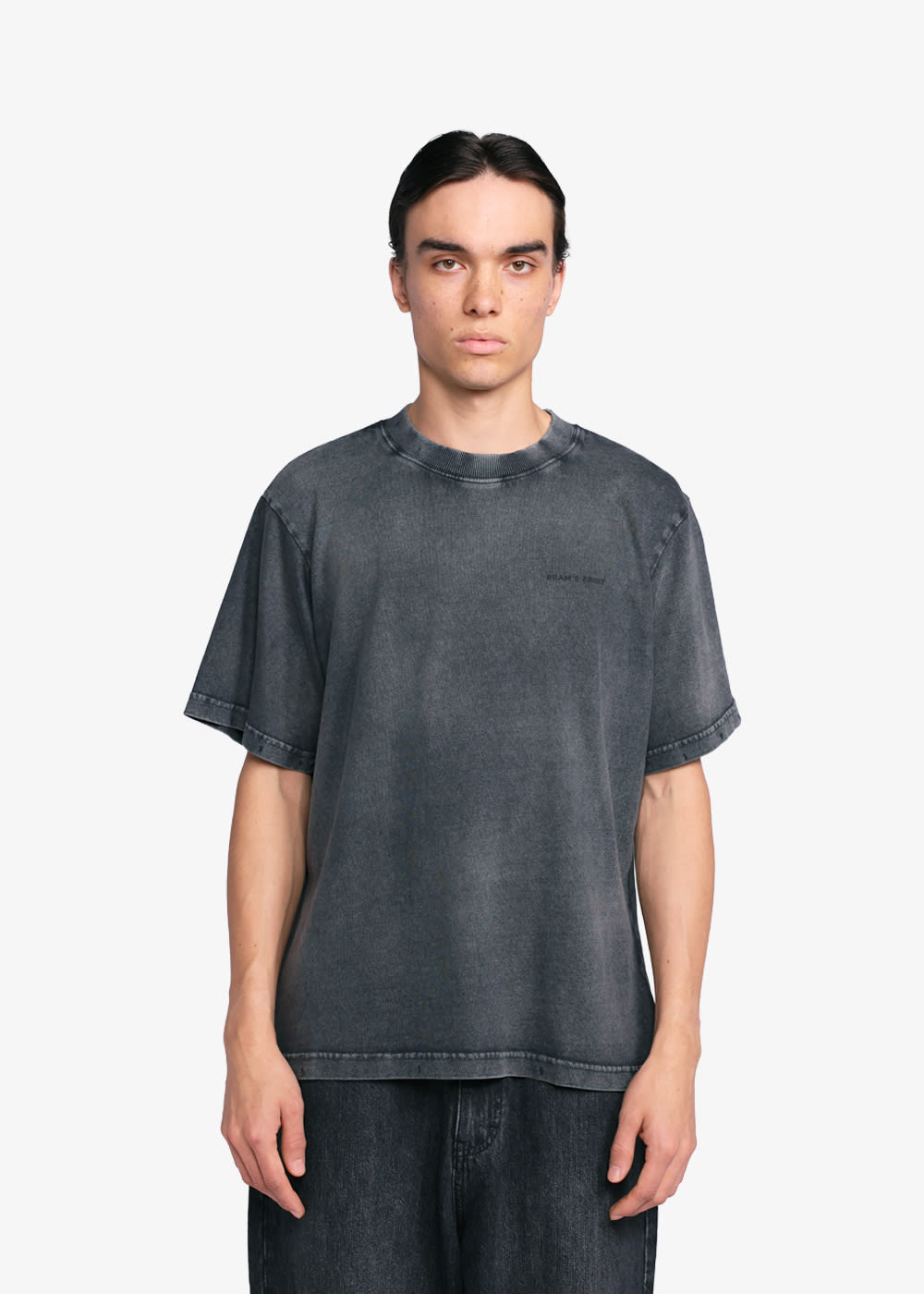 BRAM'S FRUIT Distressed Leaf T-Shirt Shadow Black