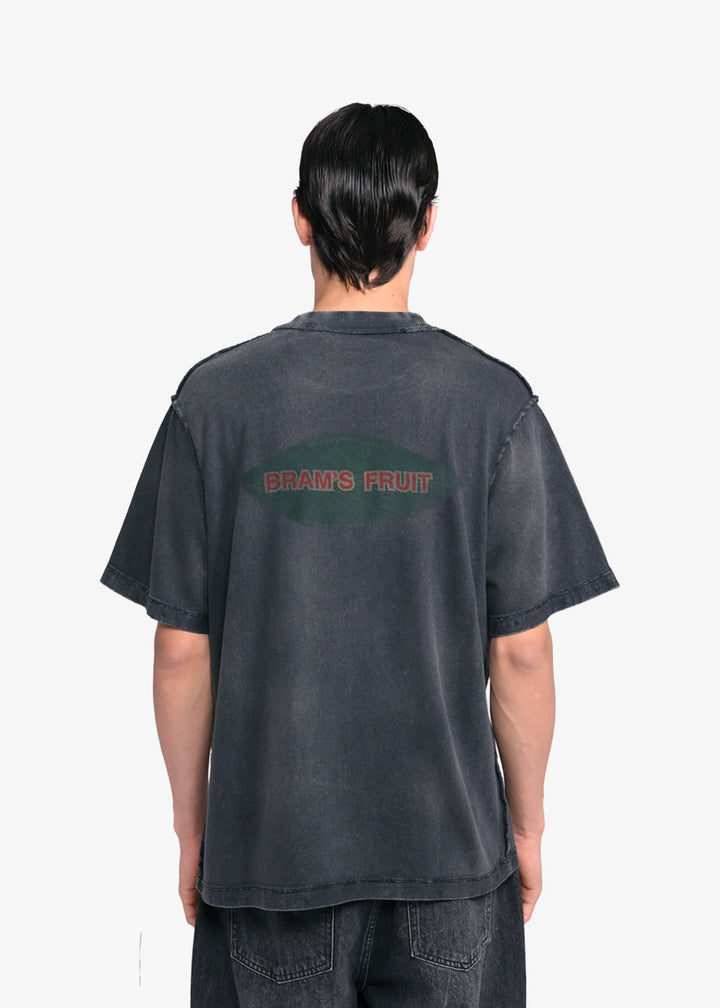 BRAM'S FRUIT Distressed Leaf T-Shirt Shadow Black