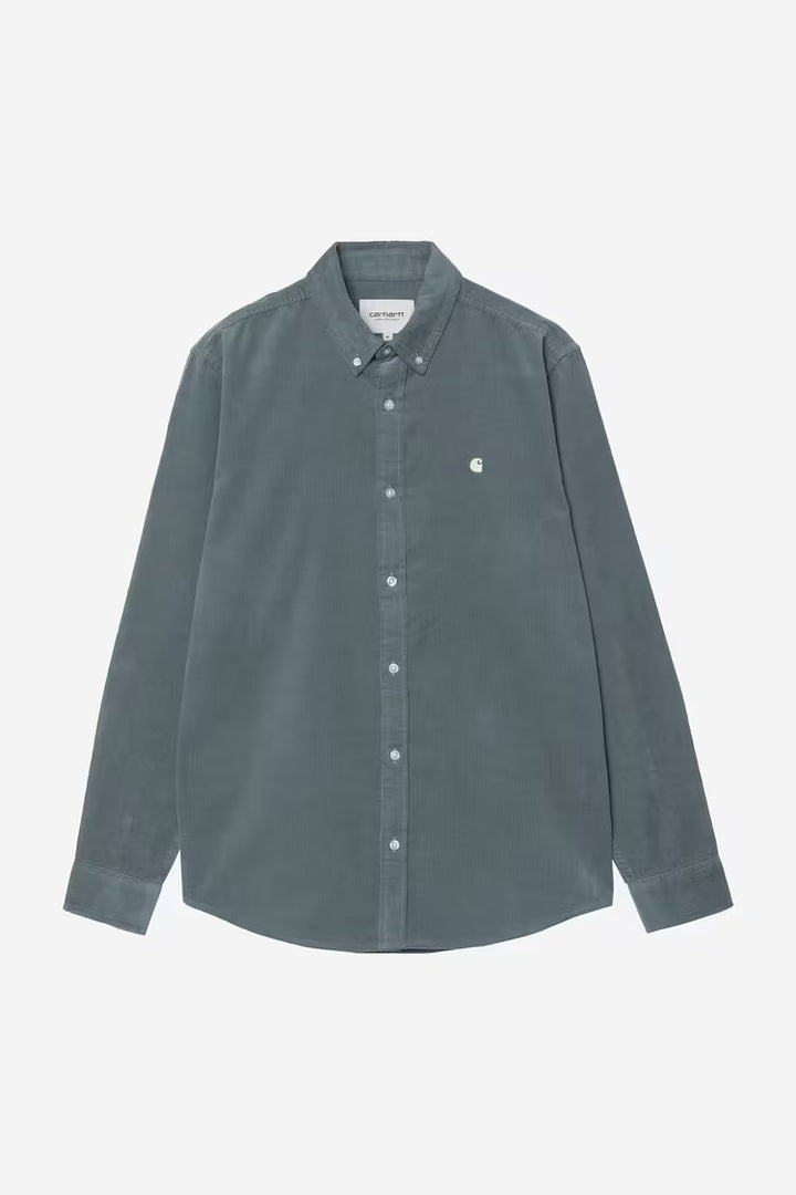 CARHARTT WIP L/S Madison Fine Cord Shirt Cozy Blue Wax