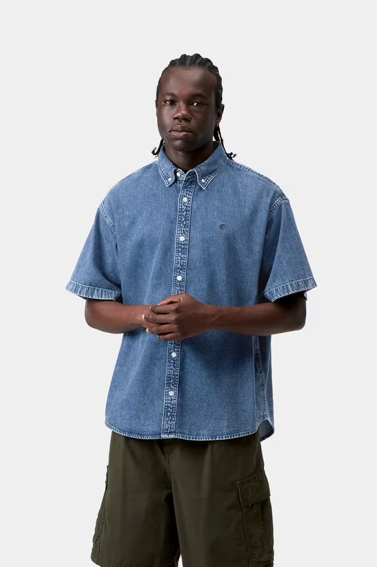 CARHARTT WIP S/S Lucas Shirt Blue Stone Washed