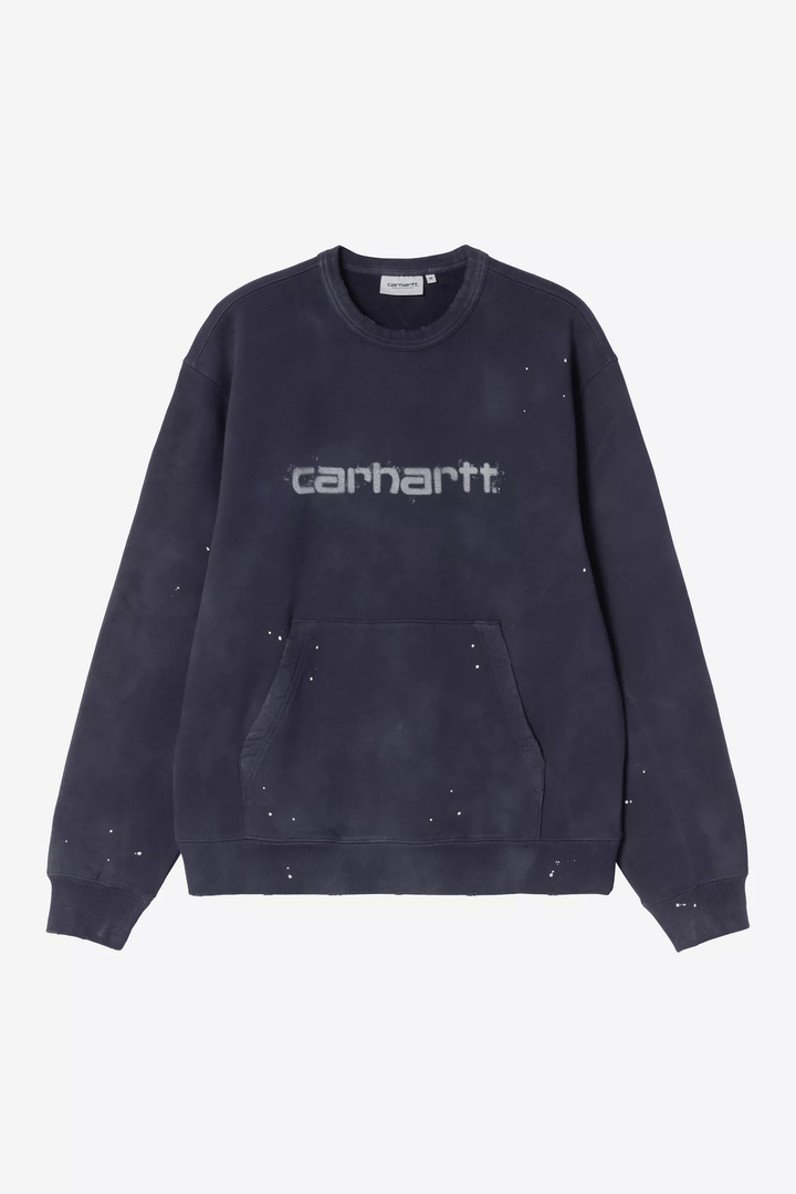 CARHARTT WIP Painter Sweatshirt Dark Navy Destroy Wash Splatter