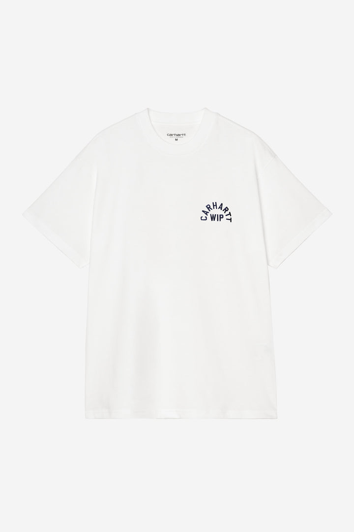 S/S Arch Script T-Shirt White / Dark Navy