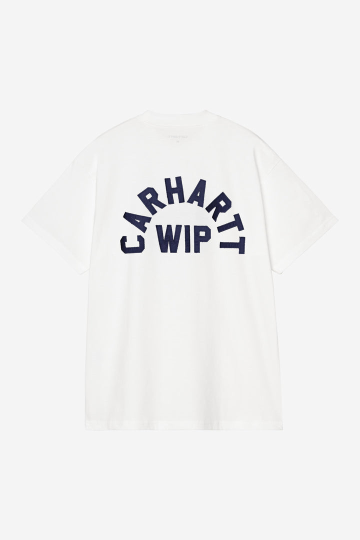 S/S Arch Script T-Shirt White / Dark Navy achterkant