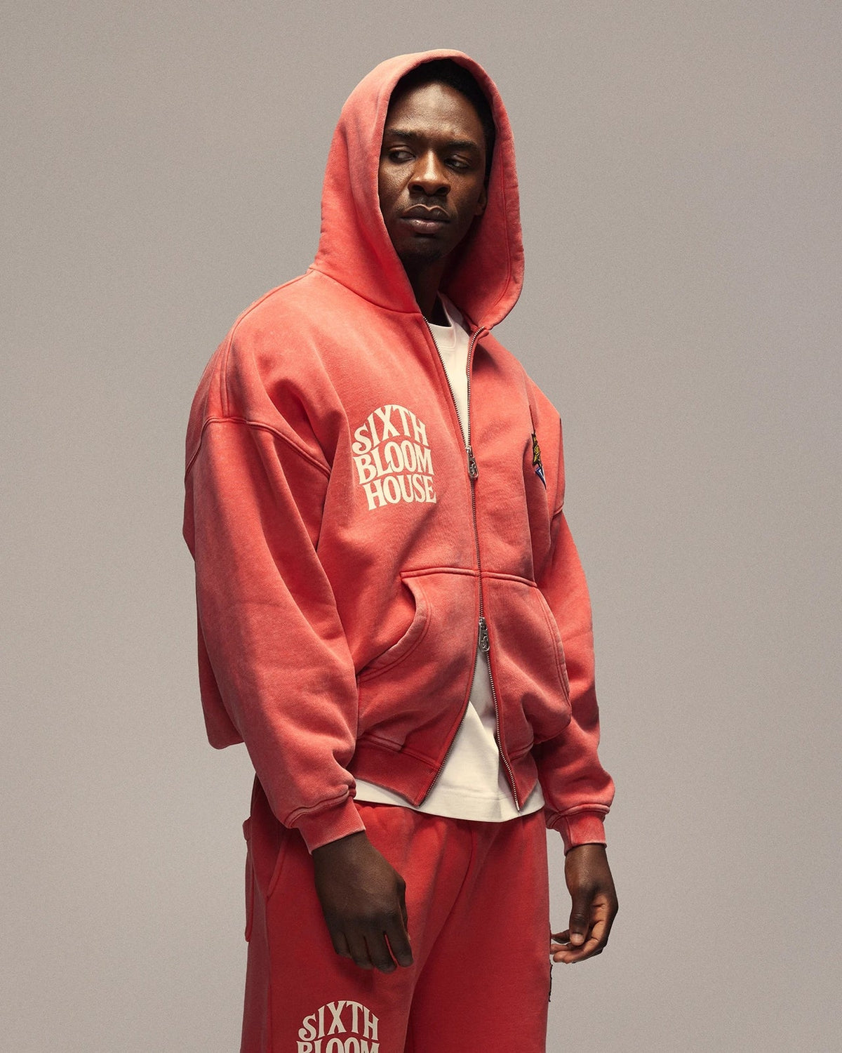 SIXTH BLOOM HOUSE Zip Through Hoodie Red