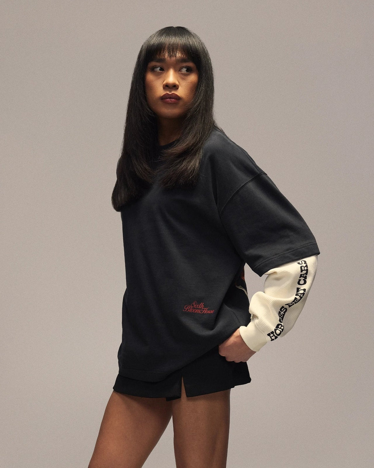 SIXTH BLOOM HOUSE Layered Longsleeve Backprint Horse