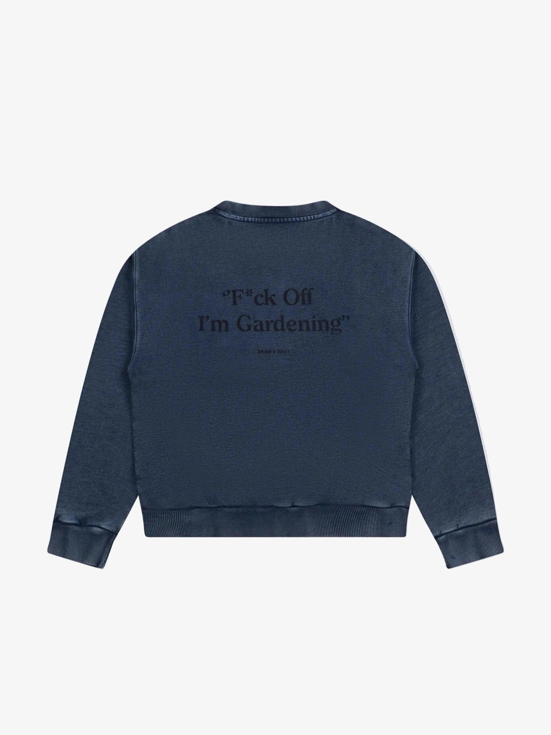 BRAM'S FRUIT Distressed F*ck Off Crewneck Washed Midnight Blue XL