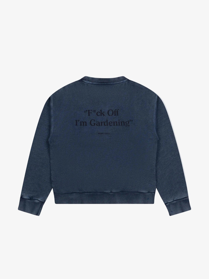 BRAM'S FRUIT Distressed F*ck Off Crewneck Washed Midnight Blue XL