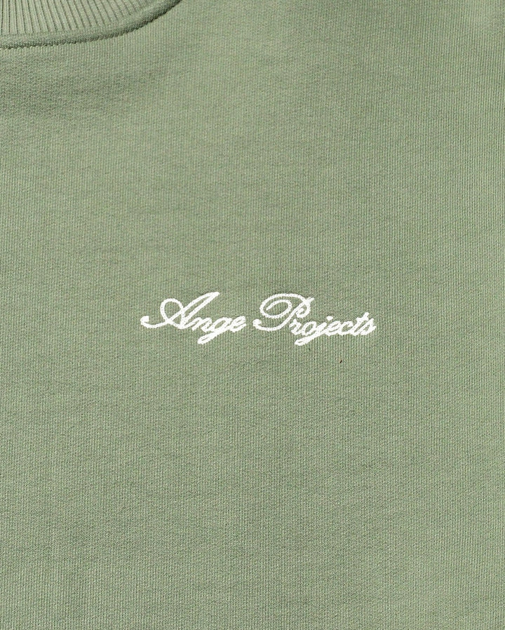ANGE PROJECTS Script Logo Crew Chardonnay Green