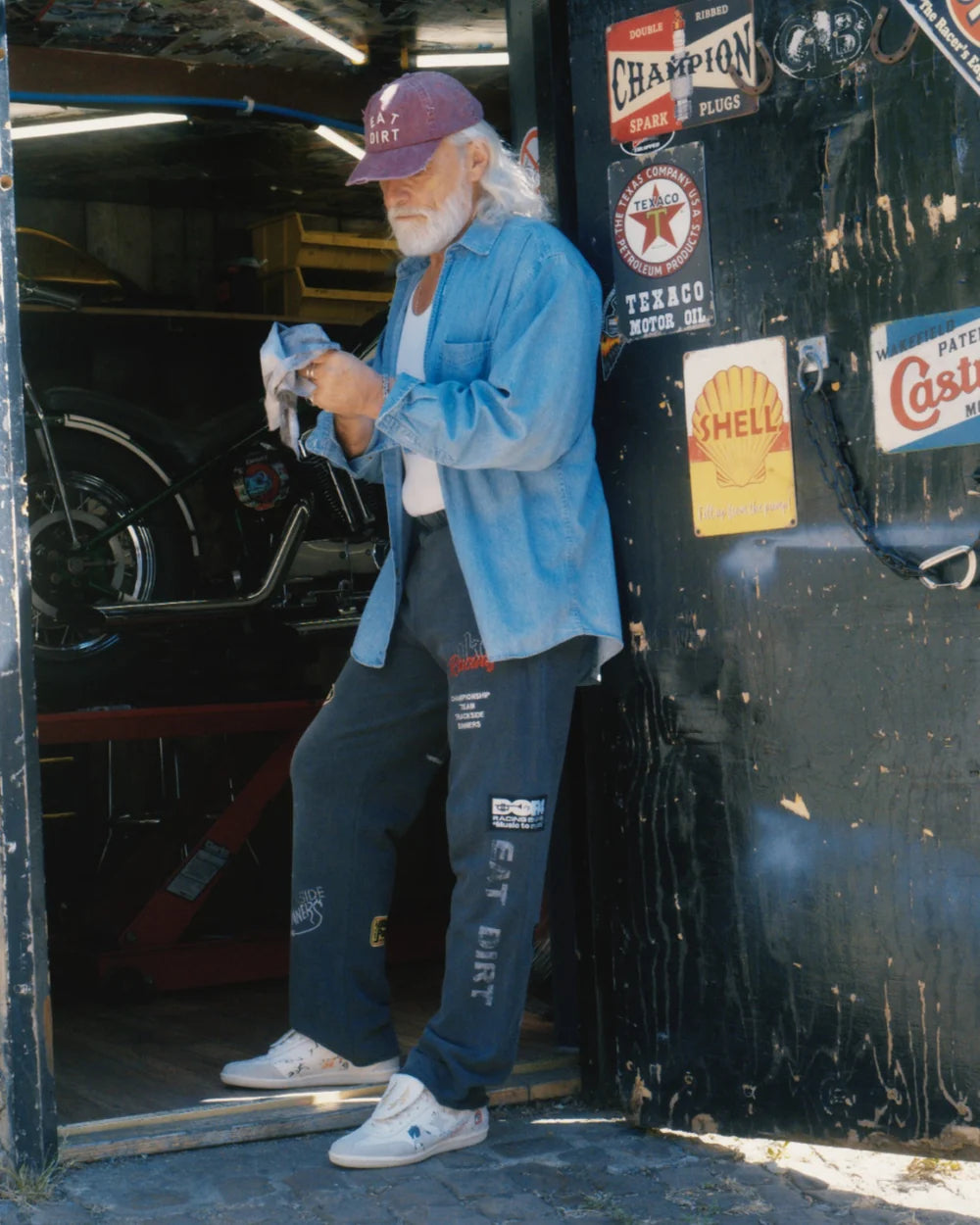 DUKE + DEXTER DR4 Embroidered Washed Black Sweat Pant