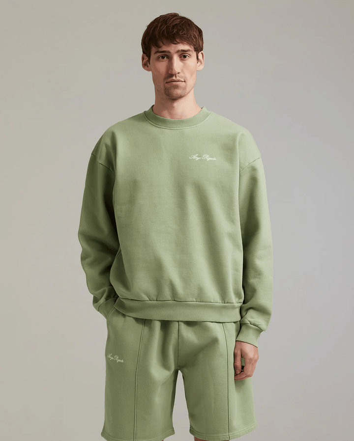 ANGE PROJECTS Script Logo Crew Chardonnay Green